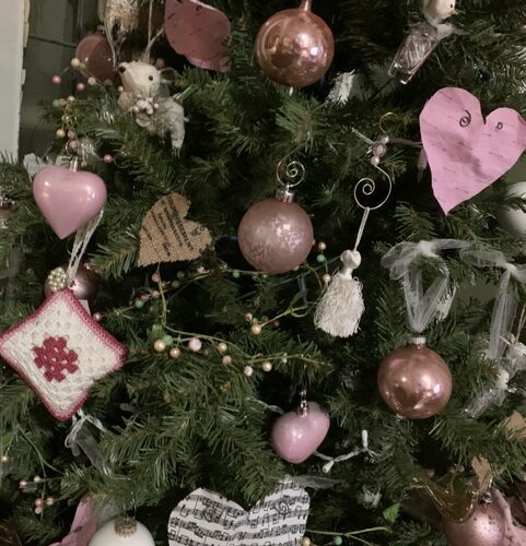 Christmas Tree Decorated for Valentines