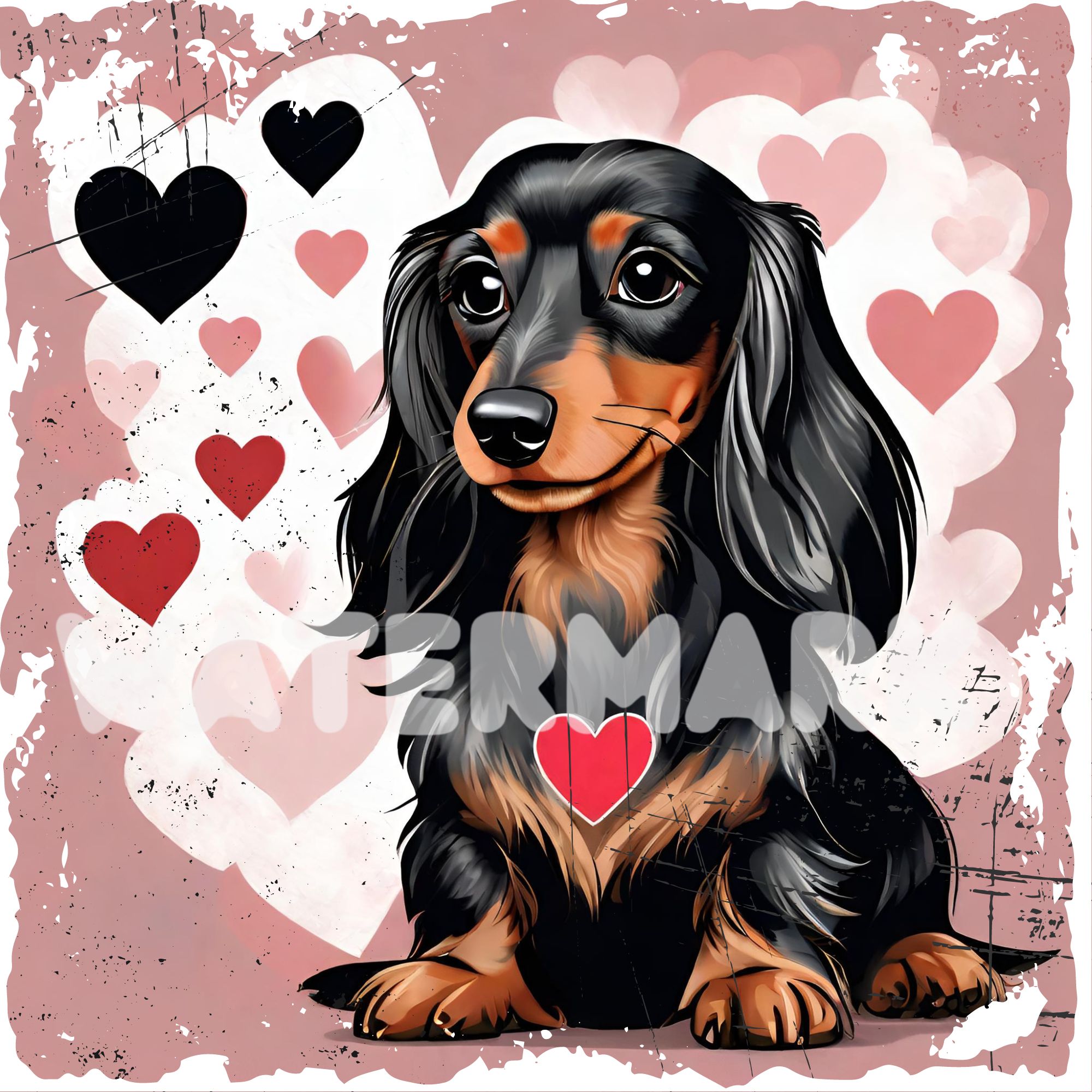 Dachshund Red Hearts