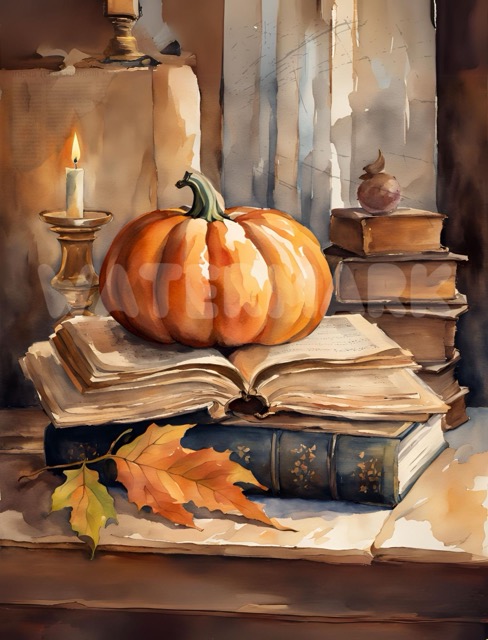 Old Books Pumpkin Candle