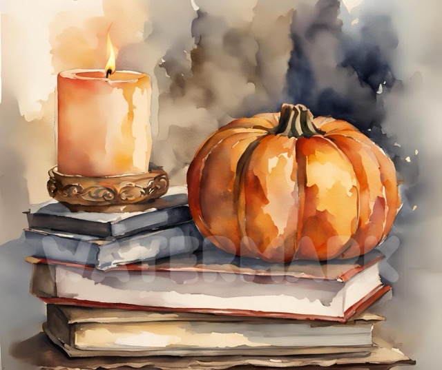 Book Stack Pumpkin Candle