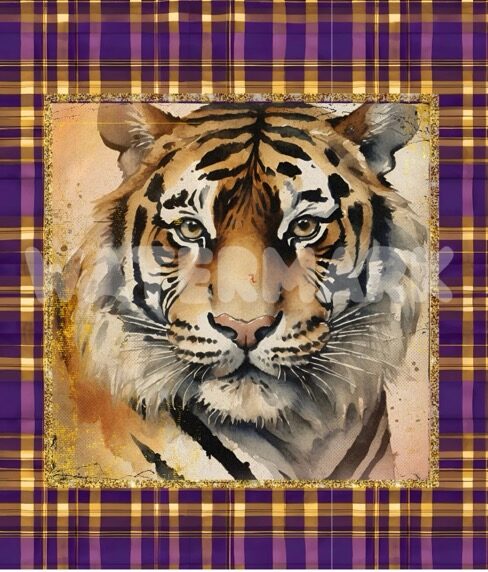 Purple Gold Plaid Tiger