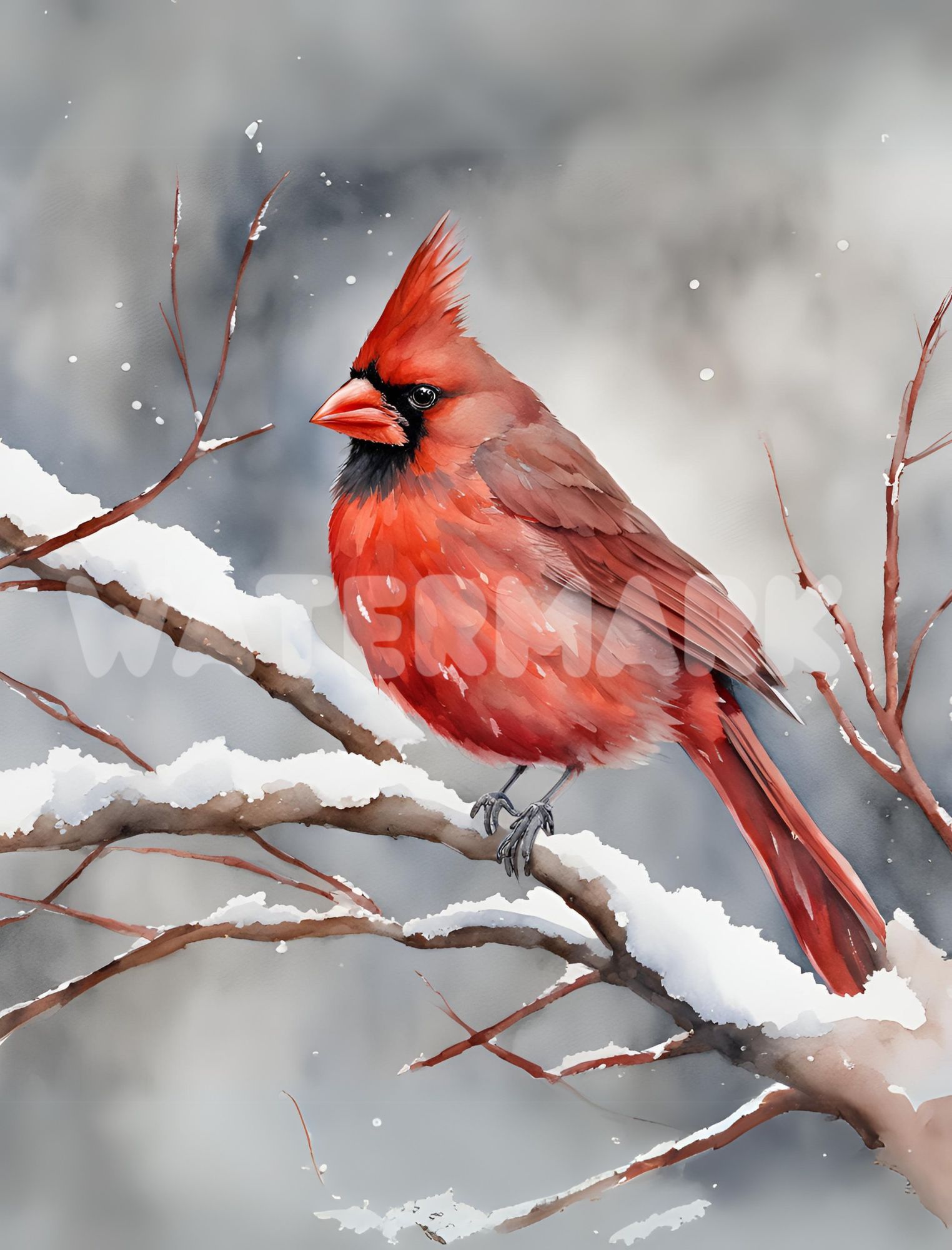 Cardinal Snowy Branch