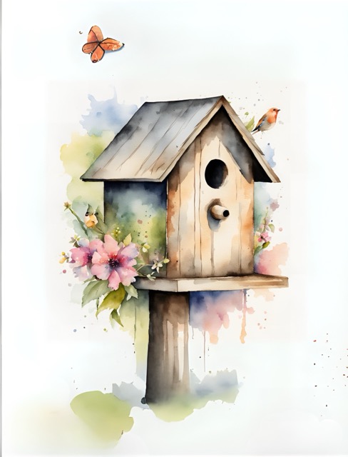 Birdhouse and Butterfly